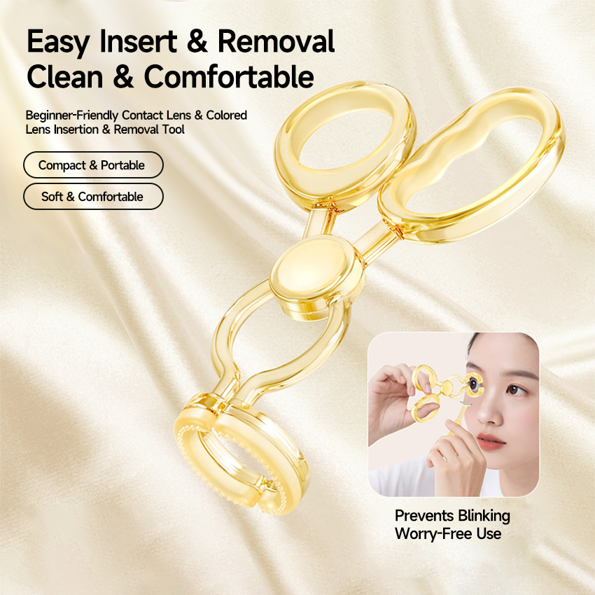 Beginner Silicone Contact Lens Applicator Eyelid Retractor Tool Set Tweezers Suction Stick Hands-Free Soft Lens Remover Helper