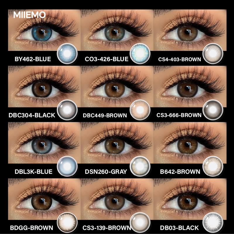 Miiemo Big Eye Grey Colored Contact Lenses 14.2mm Soft Natural Enlarging Eye Lenses 5 Year Expiration