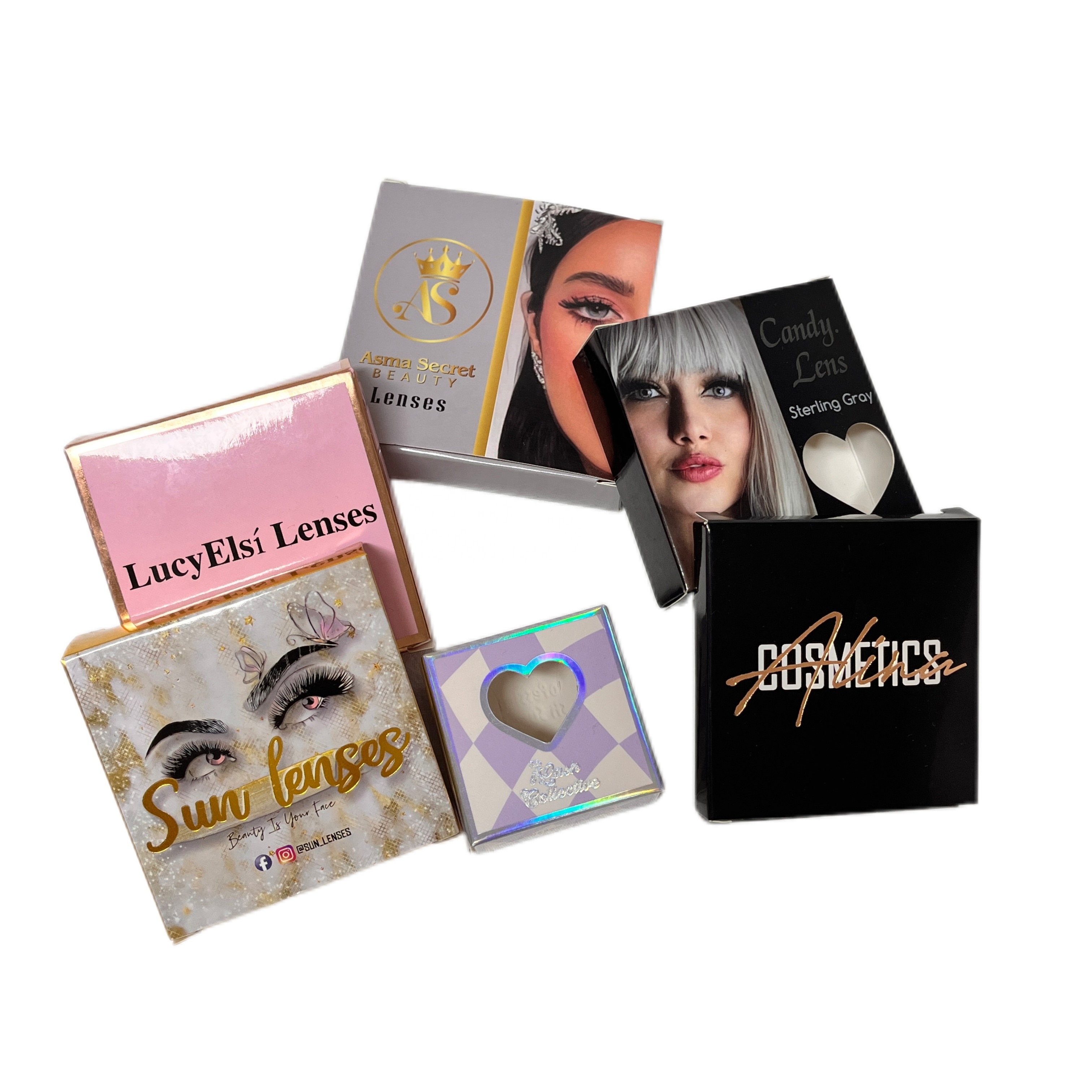 Packaging Box for All Color Contacts Natural Color Eye Lens New Design Hot Sale Colored Contact Lenses Box Card Stock Window UV