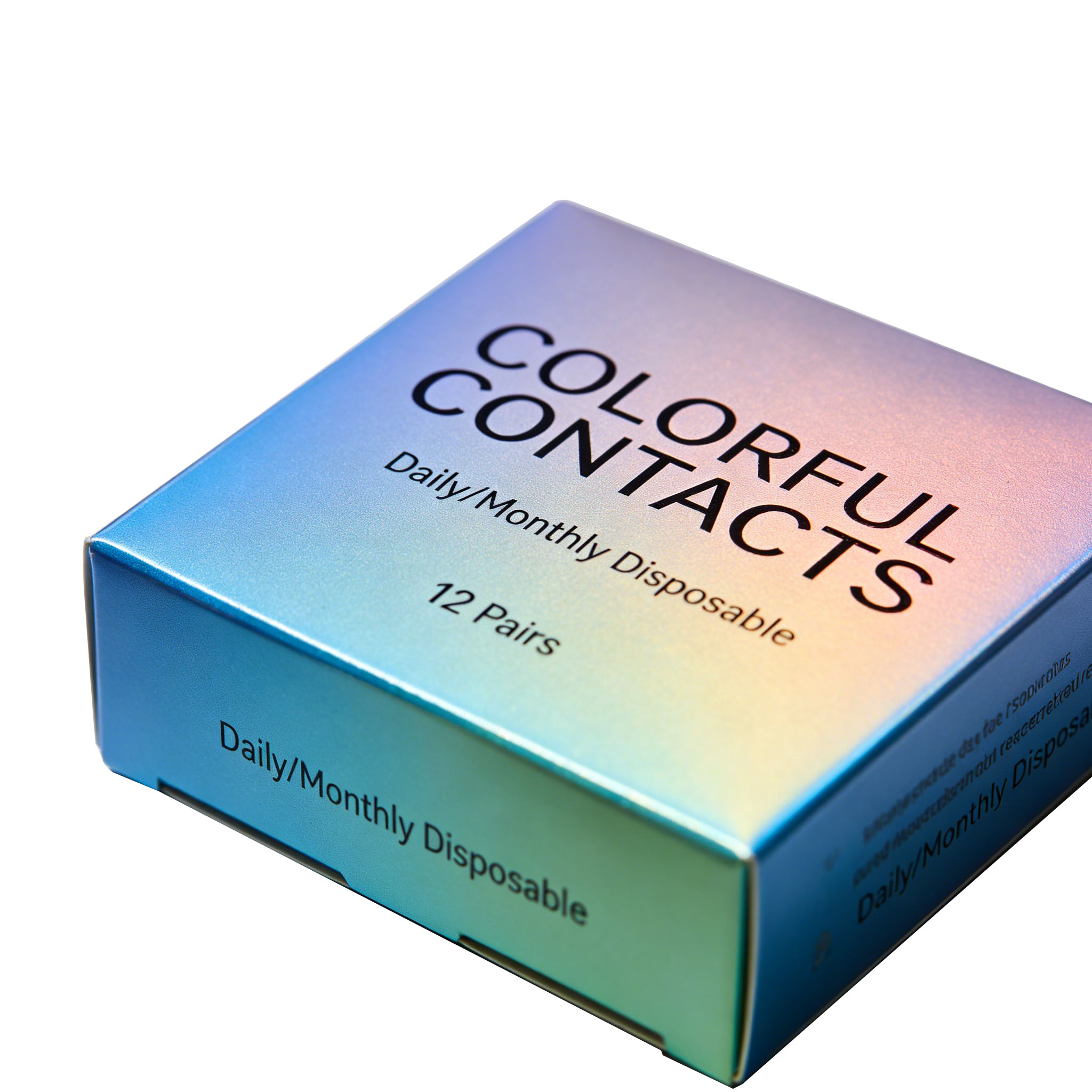 Customizbele Glossy Lamination Self Erecting Recyclable Colored Contact Lens Packaging Box with Four-Color Logo Printing