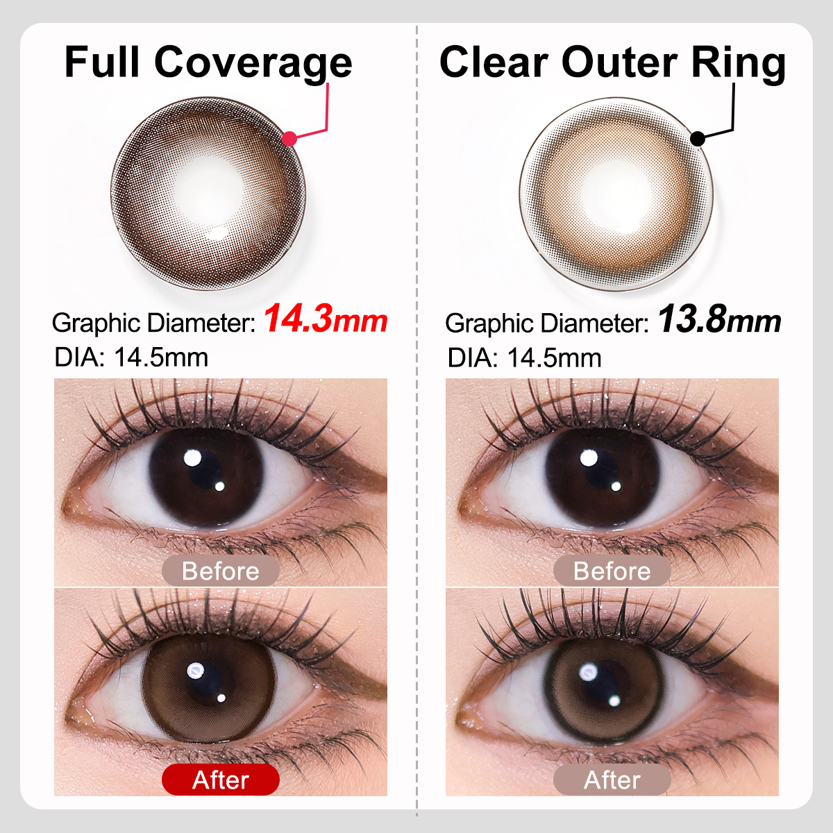 Free Shipping Full Coverage Design Colored Contact Lenses Prescription Color Contacts Power Colored Contacts Lentes De Contacto
