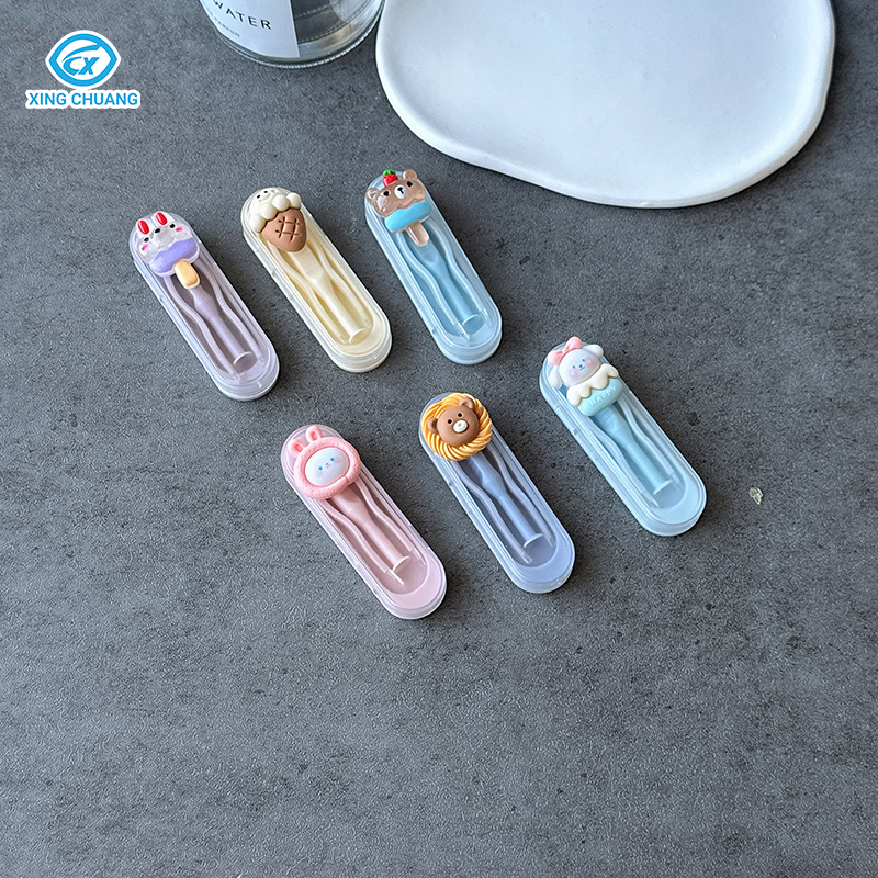 Hot-selling Wholesale Fashionable Cute Contact Lens Wearing Kits Multiple Colors and Styles to Choose From Glass Case Model