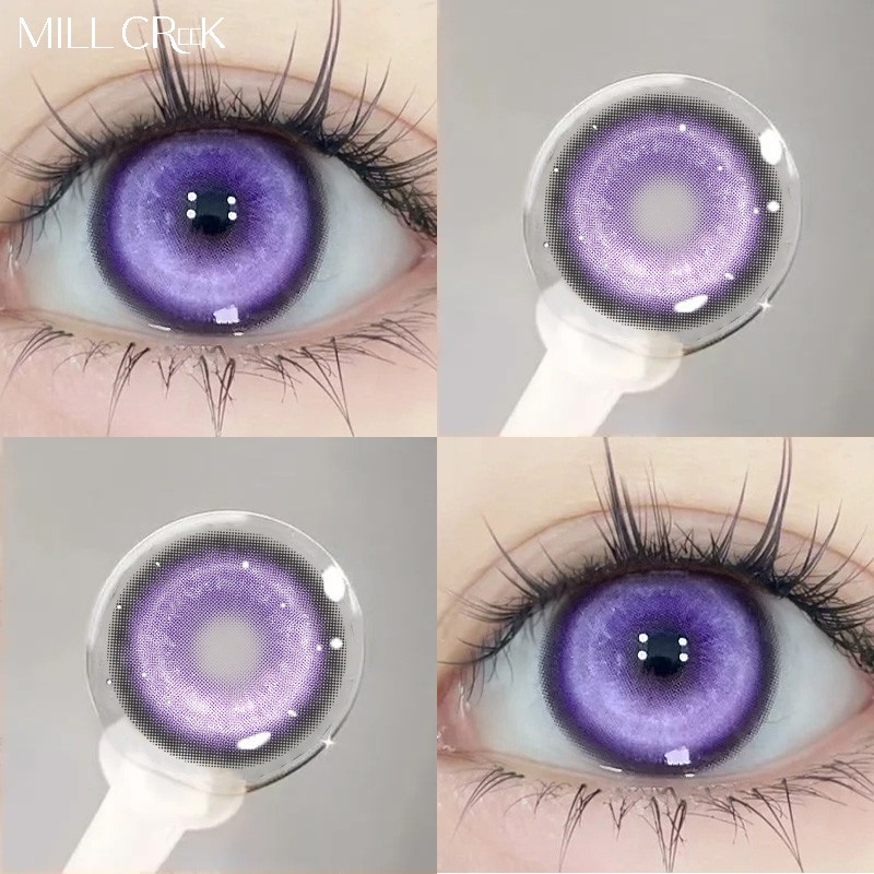 Haipurecon Cosplay High Quality 14.5mm Soft Korean Contact Lenses Halloween Crazy Circle Blue Contact Lenses White Silver Design