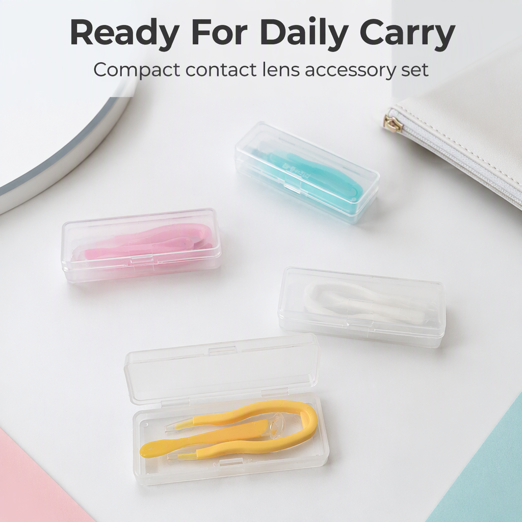 Koncci Chinese Factory Produce Colorful Silicone White Case for Contact Lenses Silicone Contact Lens Tweezers A-702