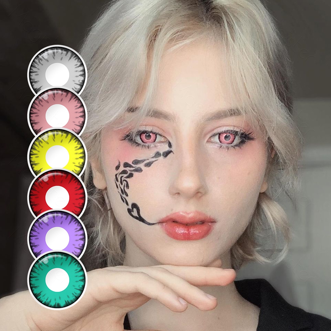 White Blind Cosplay Contact Lenses Crazy Ghost Halloween Colored Contact Lenses Red sharingan Contact Lenses
