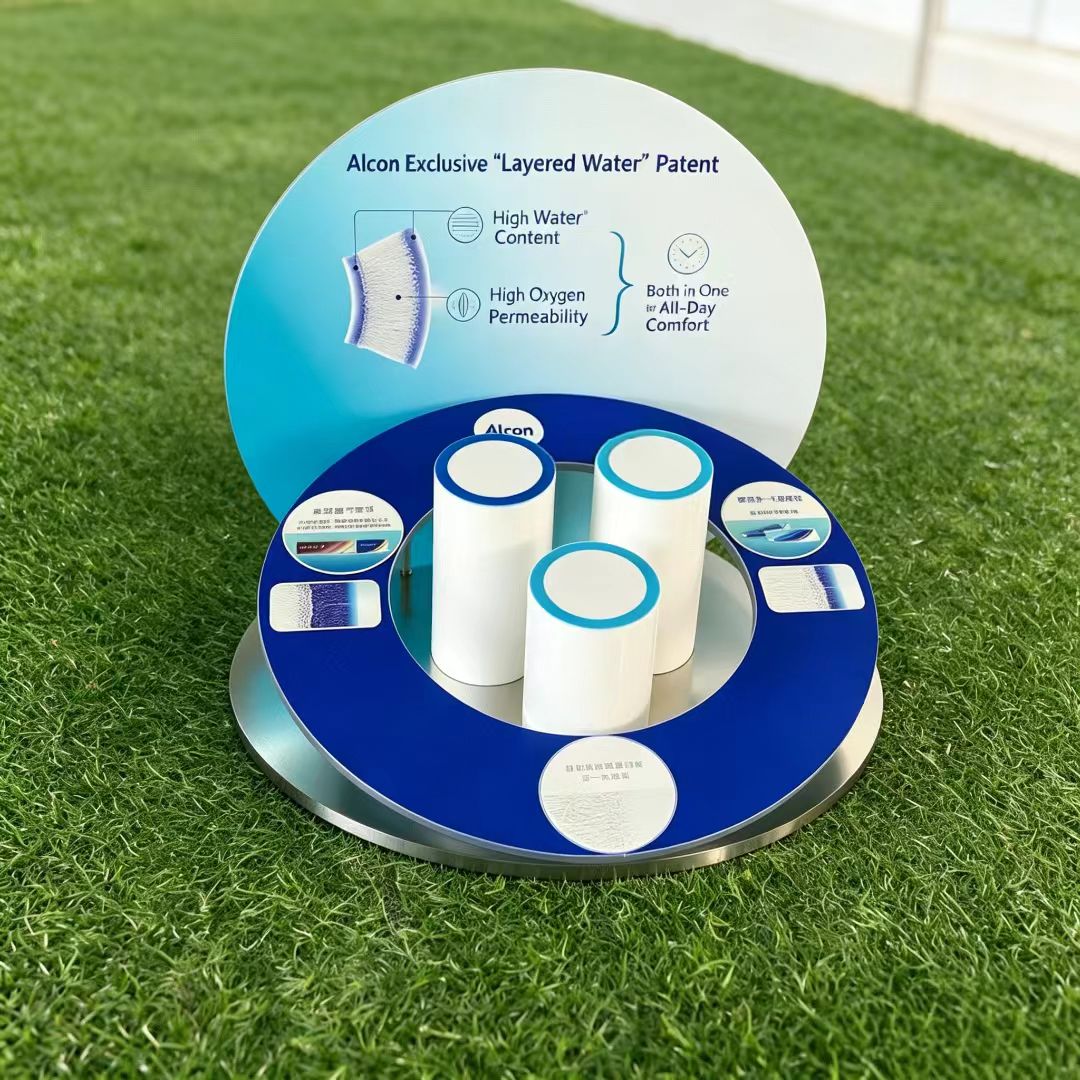 Premium Stable Structure PMMA Stainless Steel Contact Lens Display Tray Custom Size Brand Slogan Printing Easy Assembly Retail