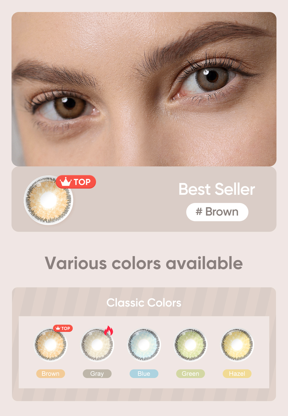 Freshgo Wholesale Korea 1 Year Color Eye Contact Lenses Fashion Soft Colored Contacts Natural Color Contact Lens