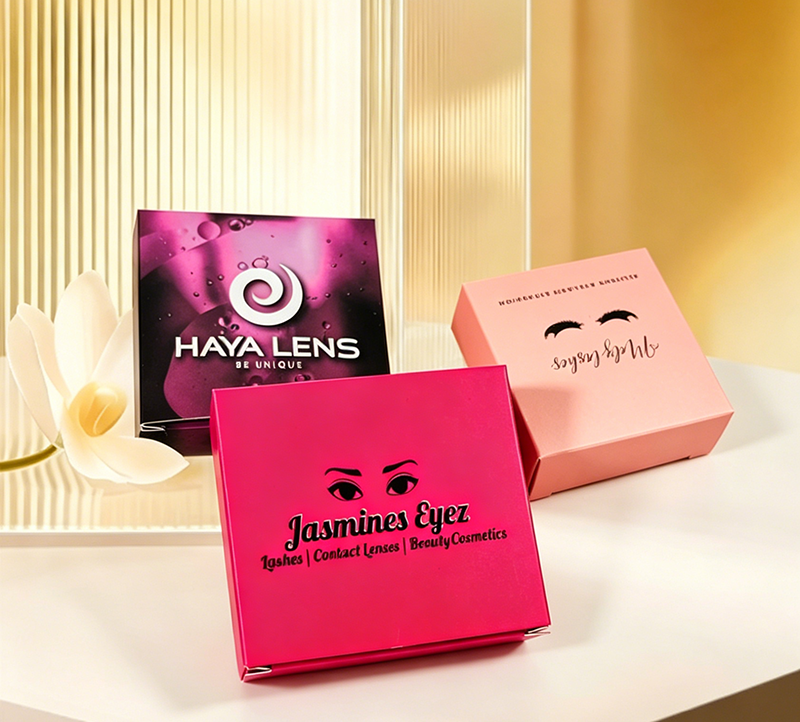 Custom Logo Colored Contact Lens Paper Box Luxury Gold Foil Cosmetic Contact Lenses Box Full Color Printing Cardboard Box