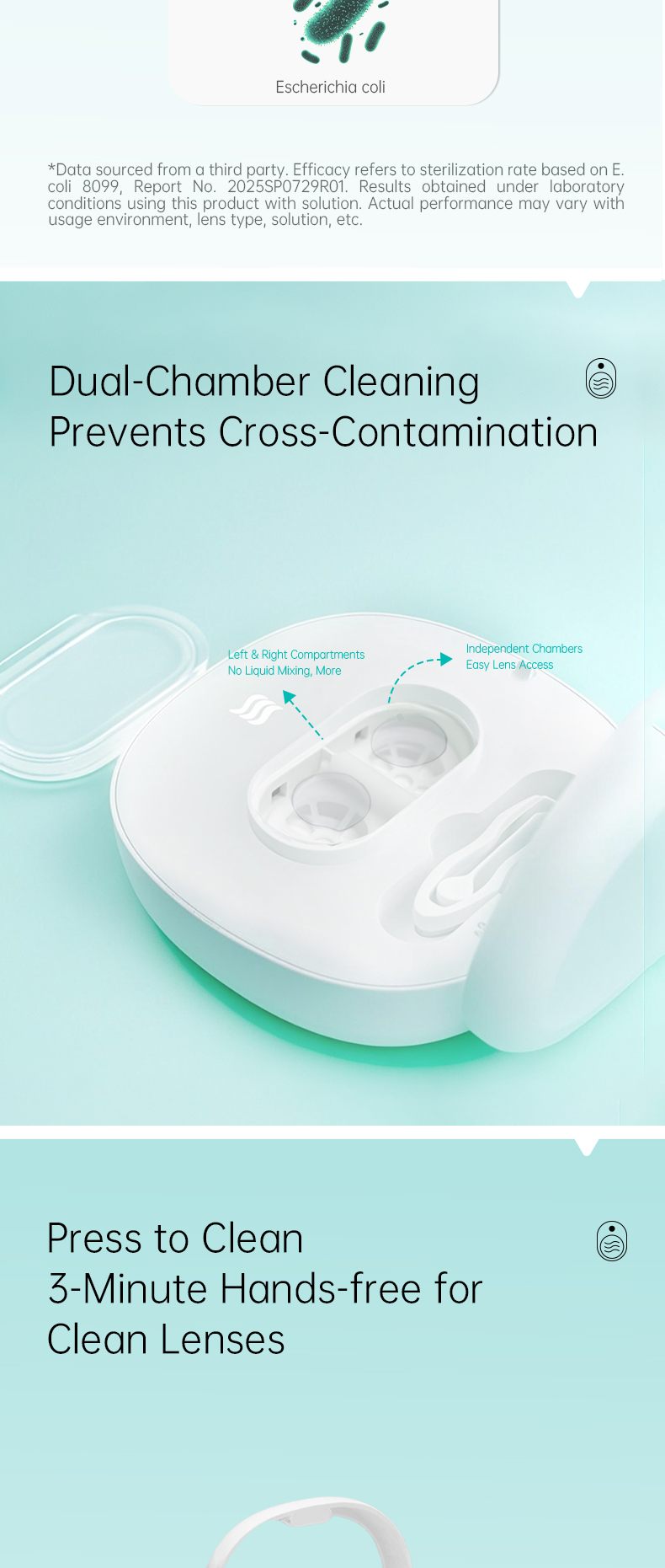 105KHz High Frequency Ultrasonic Cleaner for Ortho-K Contact Lenses Cleaning Machine 800mAh Magnetic Charging with UVC Light
