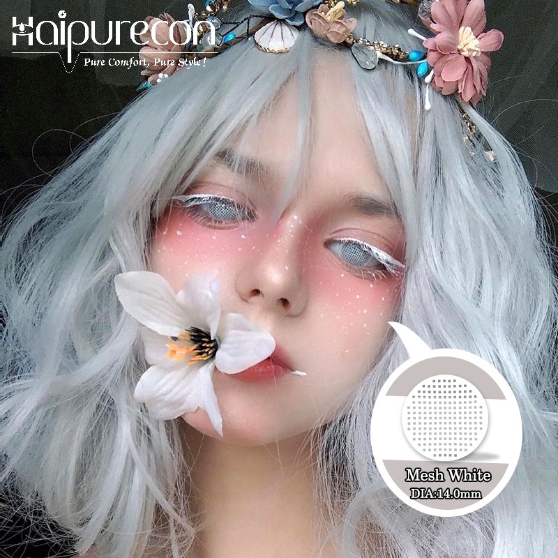 Haipurecon Halloween White Cosplay Contact Lenses Coloured Crazy Cosplay Contact Lenses Soft Hardness