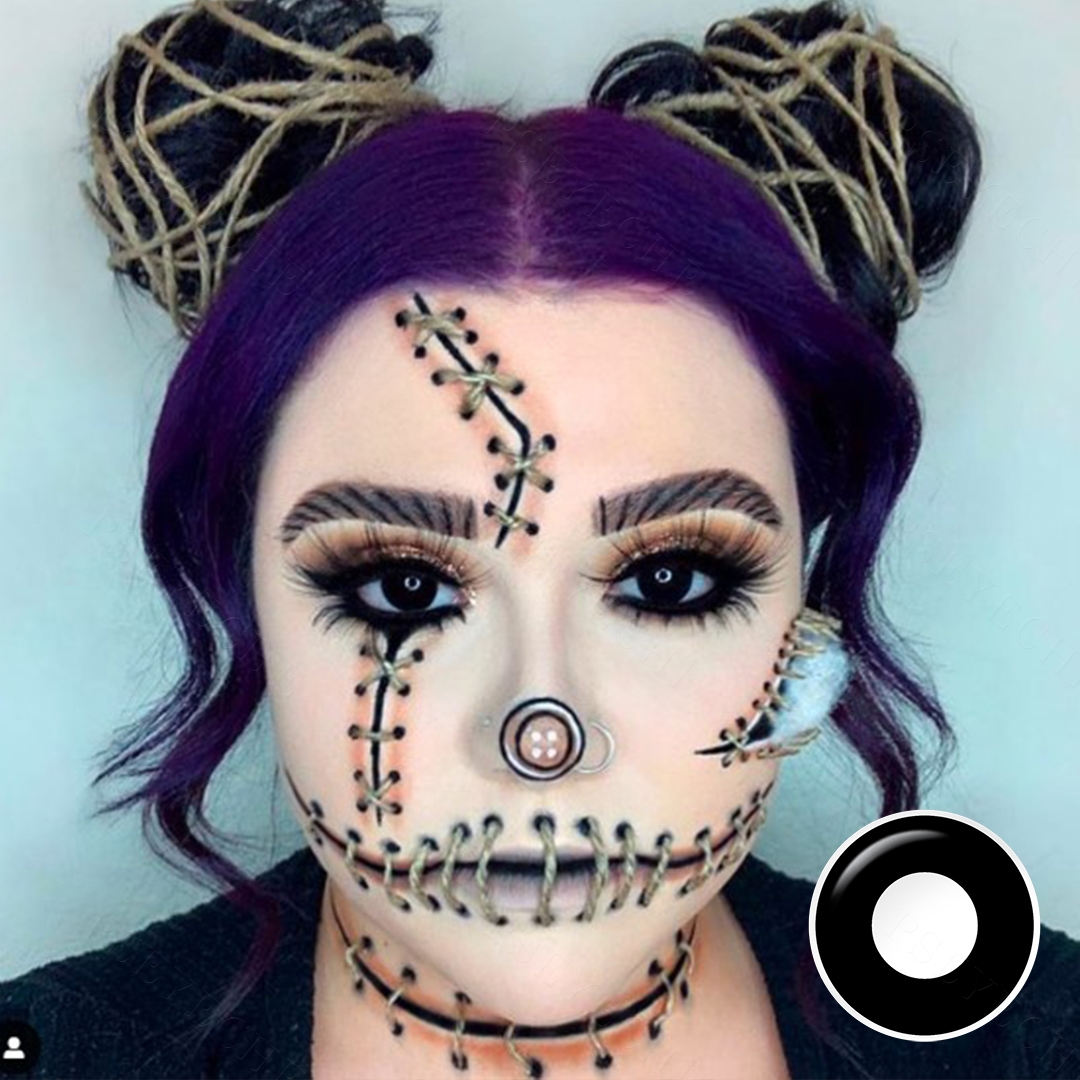 Hot Sale Pseyeche Black Out Halloween Contact Lens Pseyeche Cosplay Soft Lens White Web Lentilles De Contact En Gros