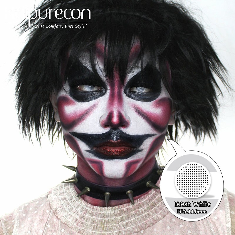 Haipurecon Halloween White Cosplay Contact Lenses Coloured Crazy Cosplay Contact Lenses Soft Hardness