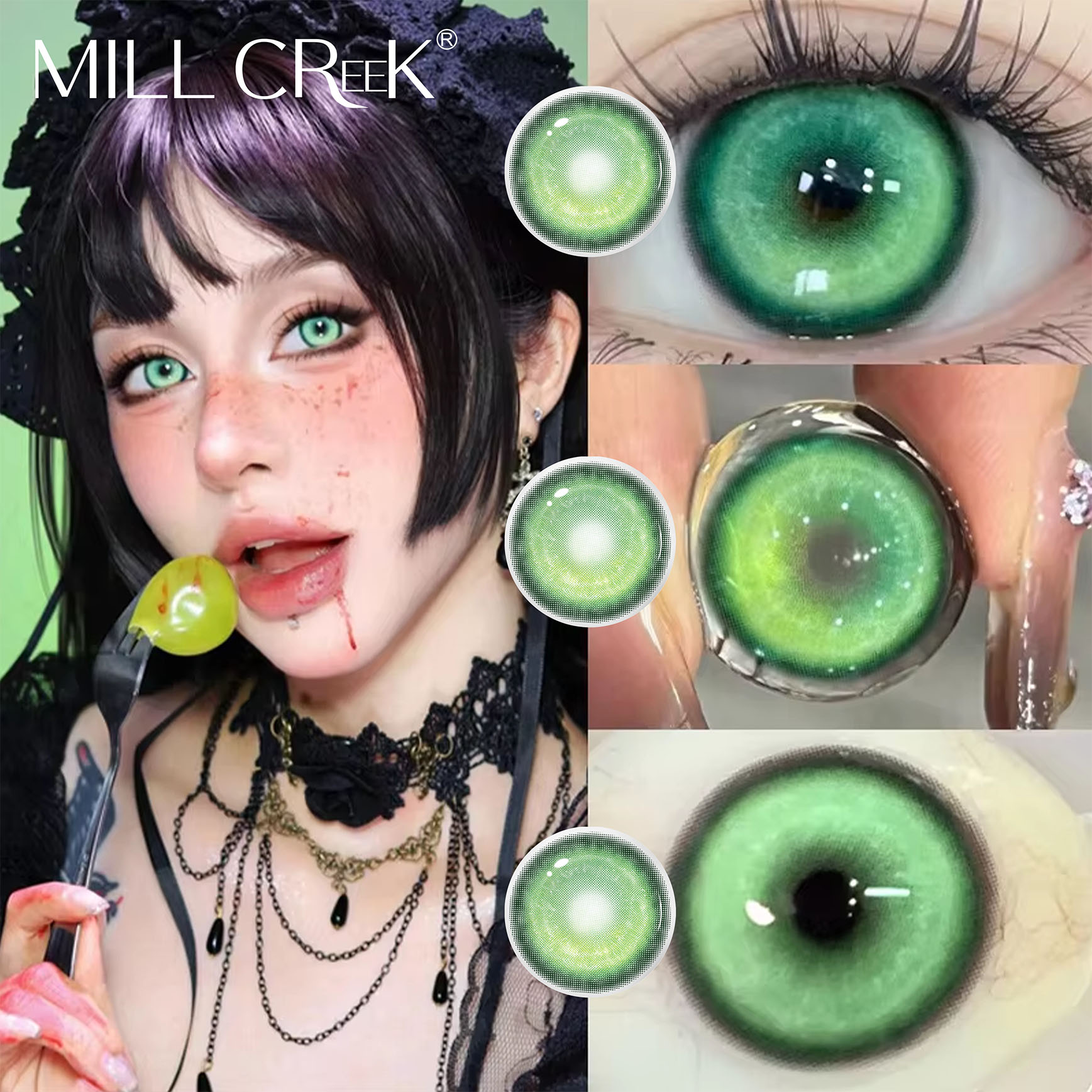 Cosplay 14.5mm Soft Hardness Halloween Colored Contact Lenses Crazy Circle Blue White Silver Design High Quality for Halloween