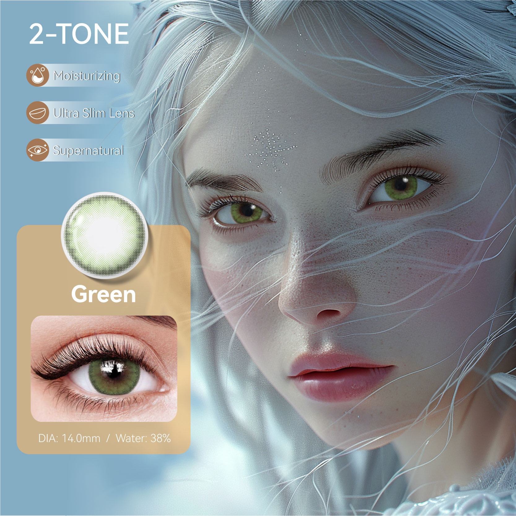 Green Natural Colored Contact Lenses Half Year Use Fashion Beauty Series Soft for Daily Wear Dating