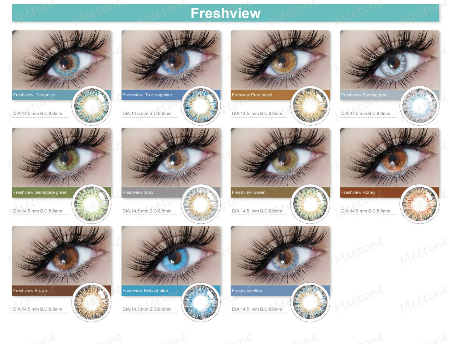 Private Label Customized Logo Brand Meetone 3 Tone Colored Contacts Paper Box Wholesale Color Eye Soft Contact Lenses Packaging