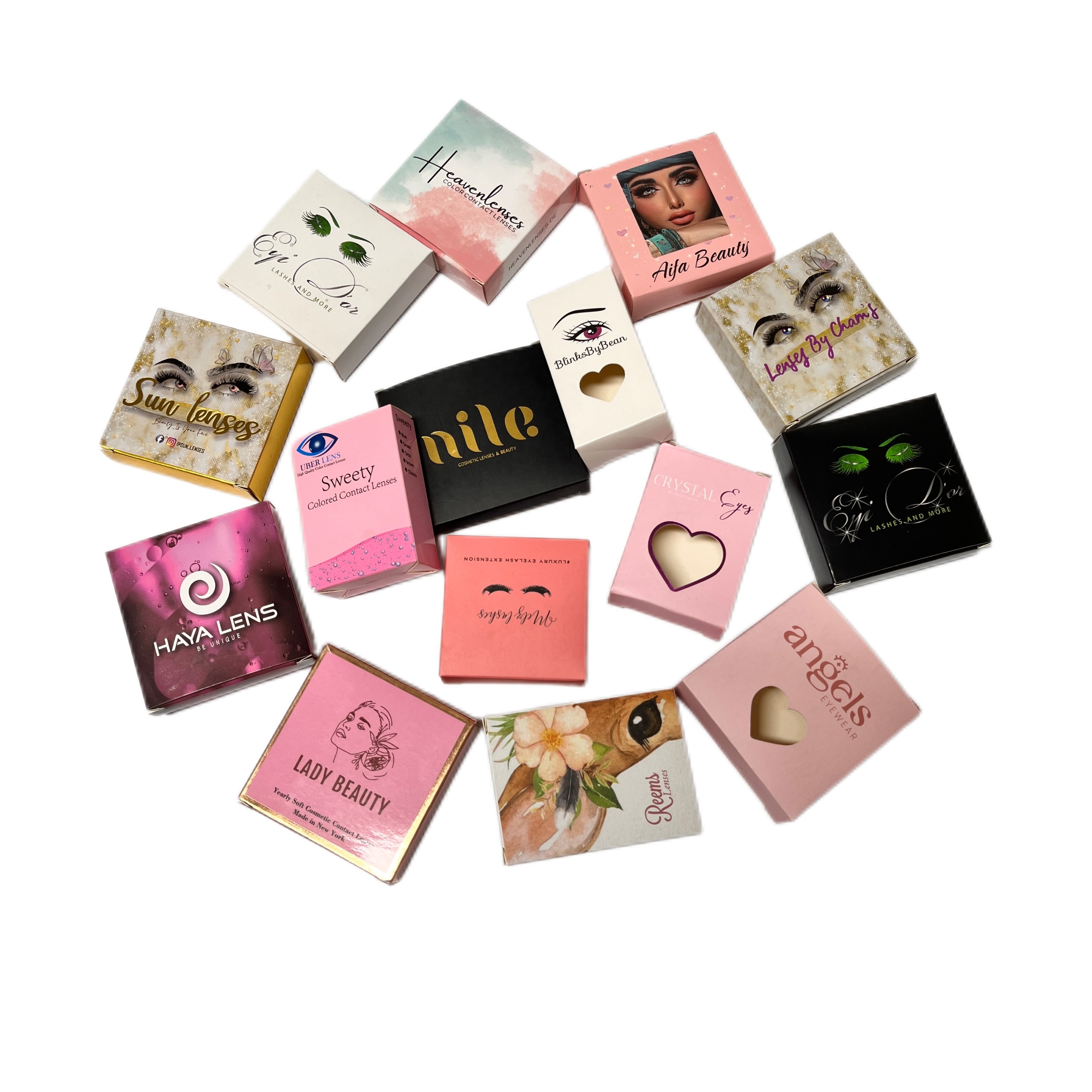 Packaging Box for All Color Contacts Natural Color Eye Lens New Design Hot Sale Colored Contact Lenses Box Card Stock Window UV