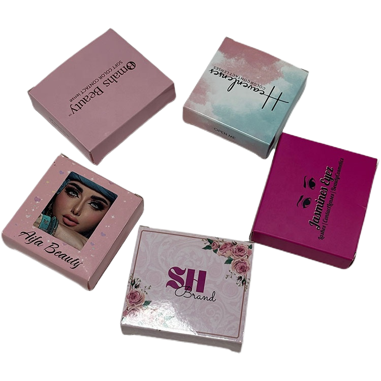 Custom Logo Printed Portable Contact Lens Packaging Boxes Pink Cosmetic Rigid Boxes Magnetic Closure for Color Eye Contacts