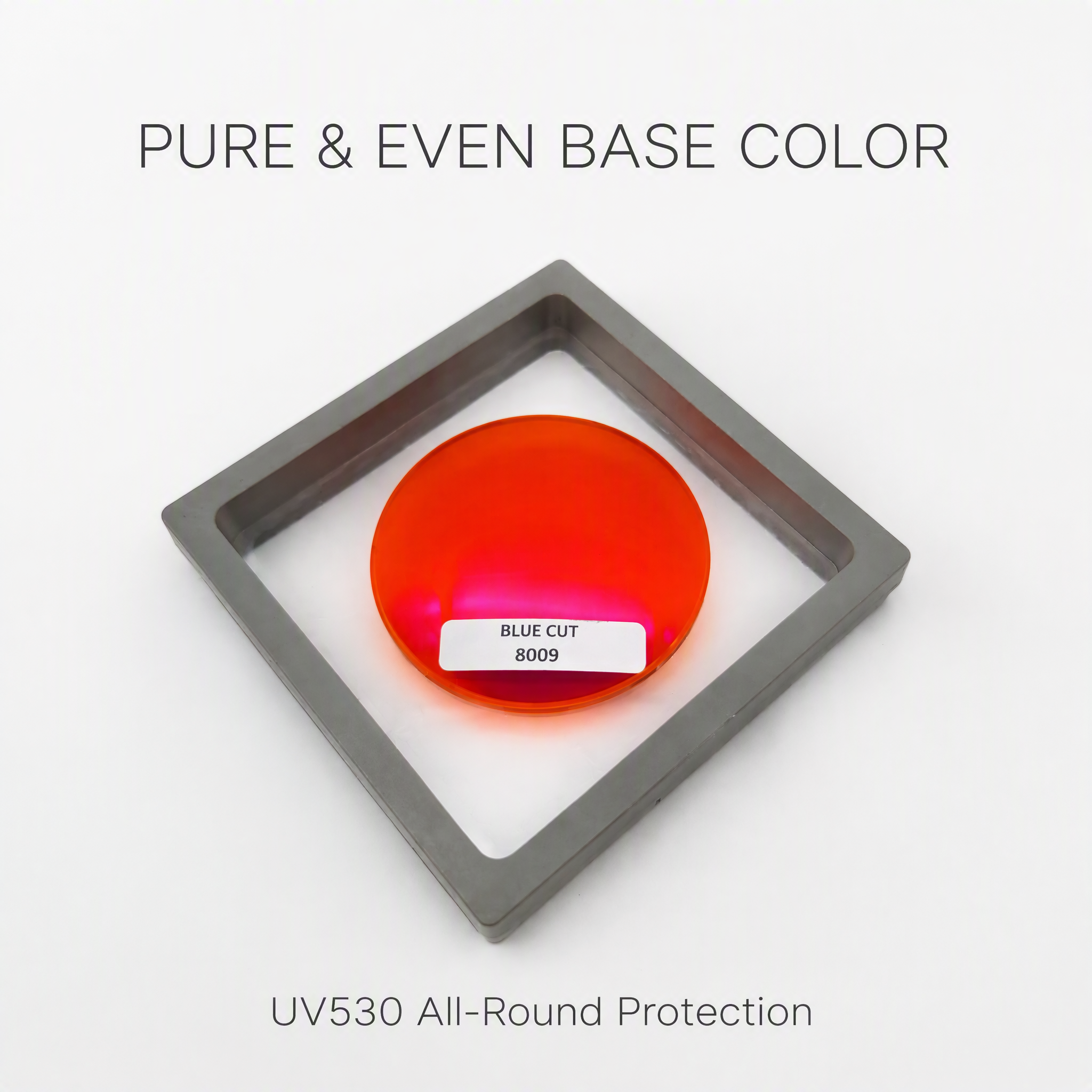 1.56 Two-piece 2C Base Curve 8009 Orange Red Tint High Contrast Anti Blue Light Resin Optical Lenses HMC Multi Layer Coating