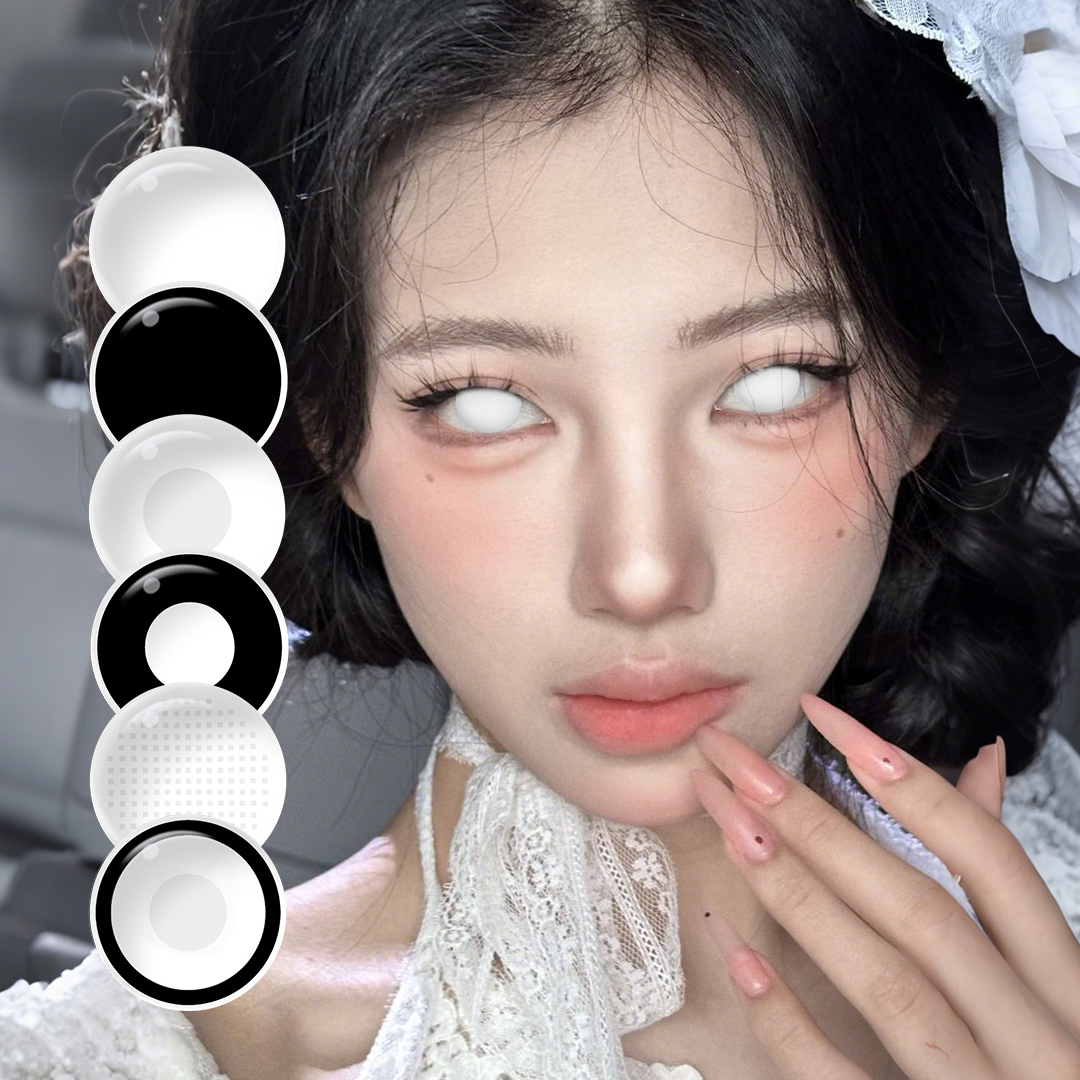Blind Colored Contact Lenses for Cosplay Ghost Color Eye Contacts Crazy White Blind Colored Lens Halloween Contact Lenses