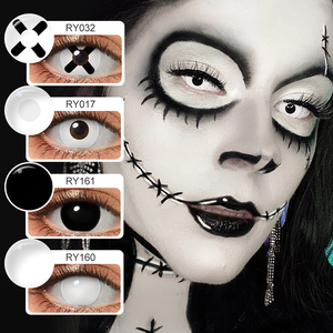 Halloween Funny Ghost White Color Contact Lenses Black Vampire Crazy Colored Contact for Cosplay Party Lentilles De Contact