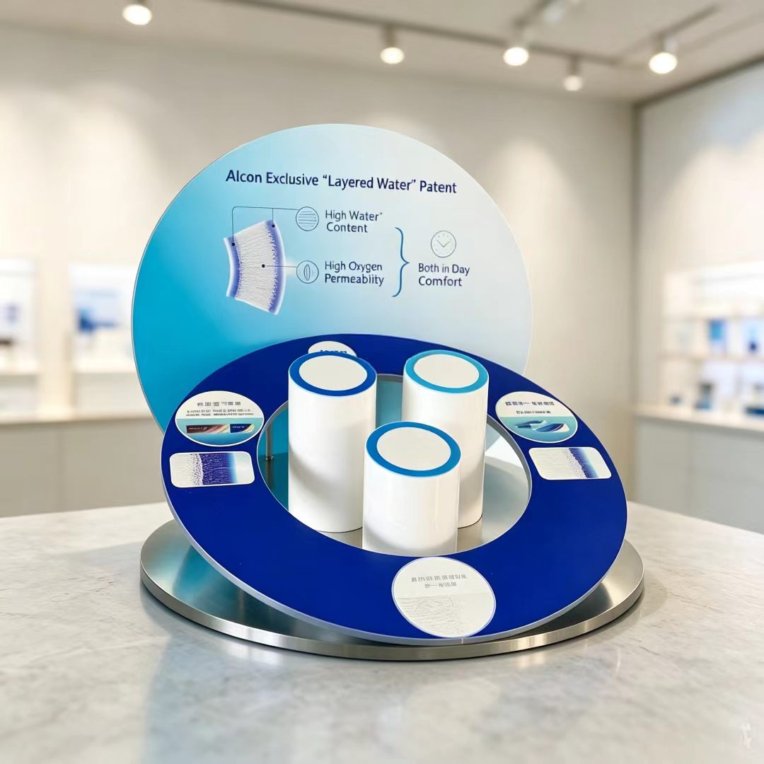 Premium Stable Structure PMMA Stainless Steel Contact Lens Display Tray Custom Size Brand Slogan Printing Easy Assembly Retail