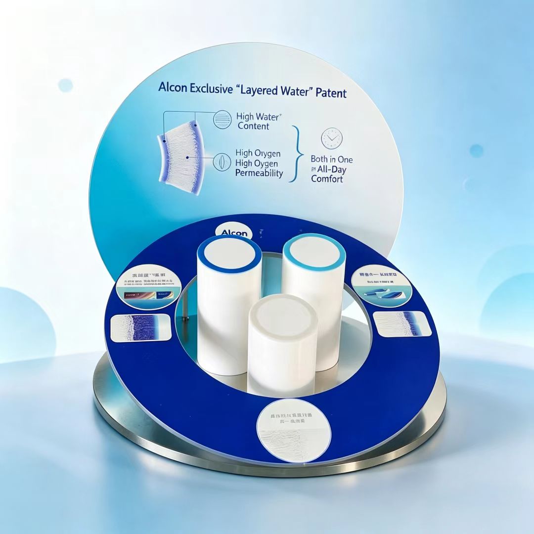 Premium Stable Structure PMMA Stainless Steel Contact Lens Display Tray Custom Size Brand Slogan Printing Easy Assembly Retail