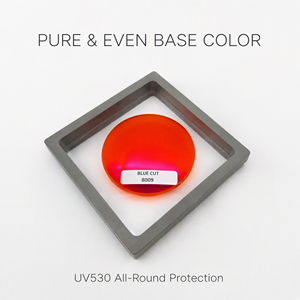 1.56 Two-piece 2C Base Curve 8009 Orange Red Tint High Contrast Anti Blue Light Resin Optical Lenses HMC Multi Layer Coating