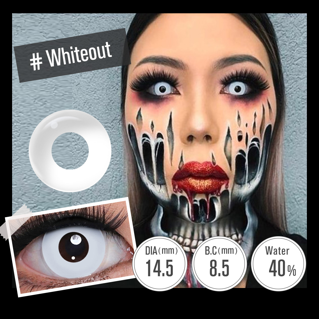 Blind Colored Contact Lenses for Cosplay Ghost Color Eye Contacts Crazy White Blind Colored Lens Halloween Contact Lenses