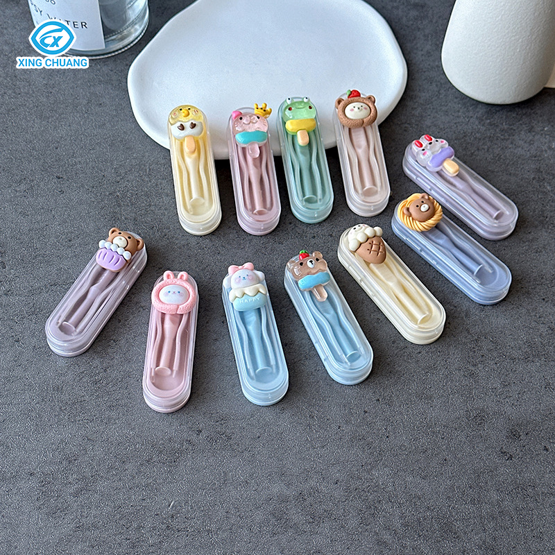 Hot-selling Wholesale Fashionable Cute Contact Lens Wearing Kits Multiple Colors and Styles to Choose From Glass Case Model