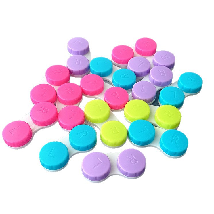 Solid Color Candy - Hued Contact Lens Case Single/Double Style Portable Travel Contact Lens Holder for Wholesale
