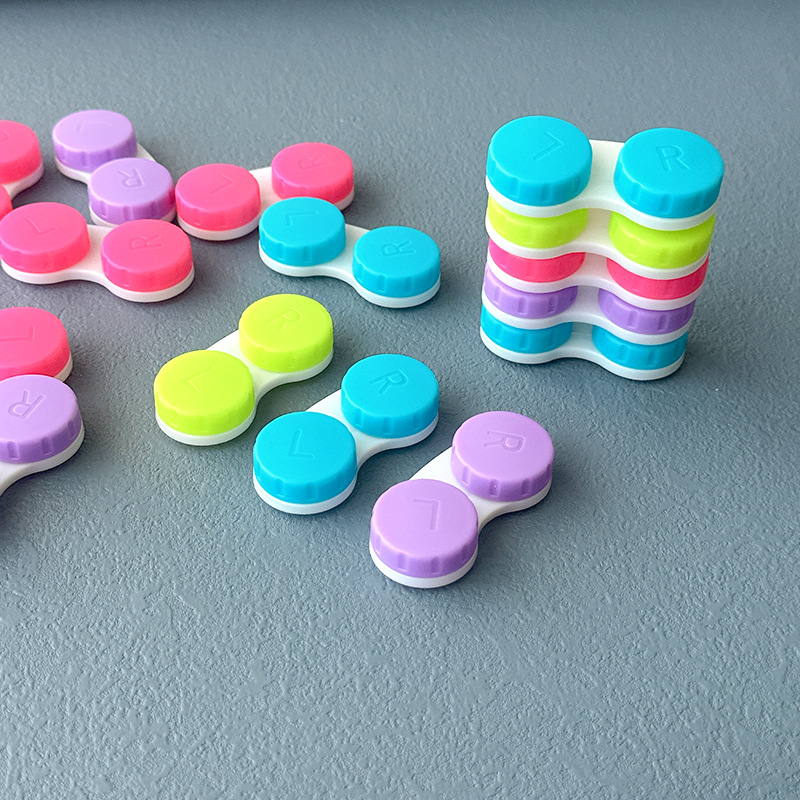 Solid Color Candy - Hued Contact Lens Case Single/Double Style Portable Travel Contact Lens Holder for Wholesale